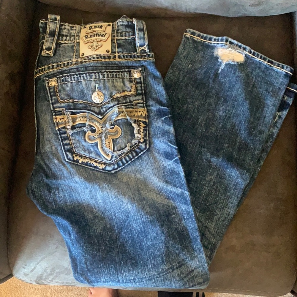NWOT Men’s Rock Revivals Distressed Jeans